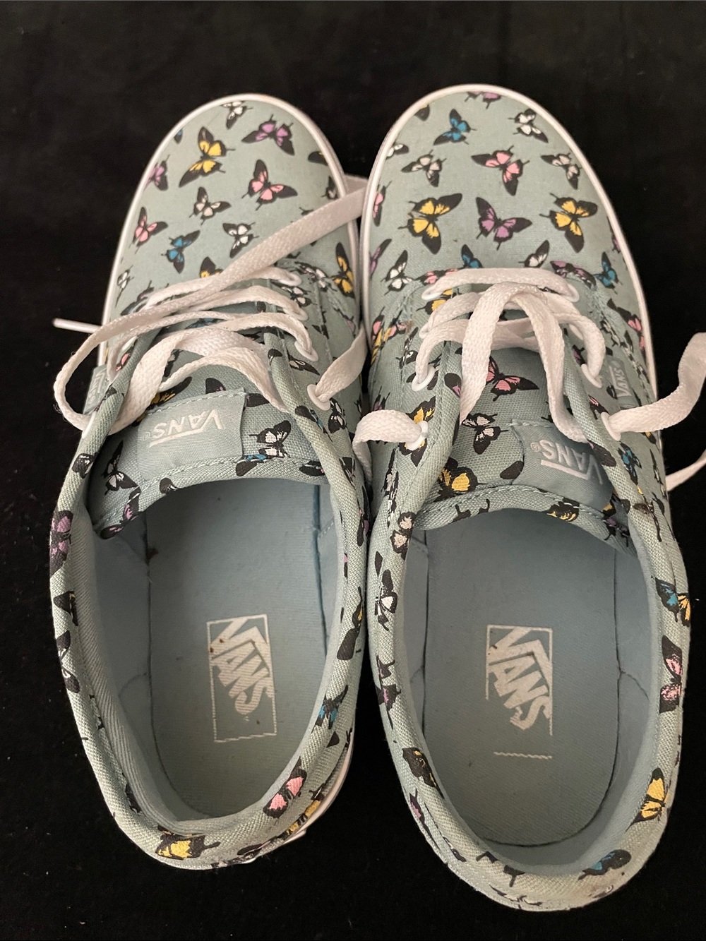 Girl’s VANS EUC Light Blue Butterfly Canvas Sneakers. Sz 6 - Picture 4 of 8